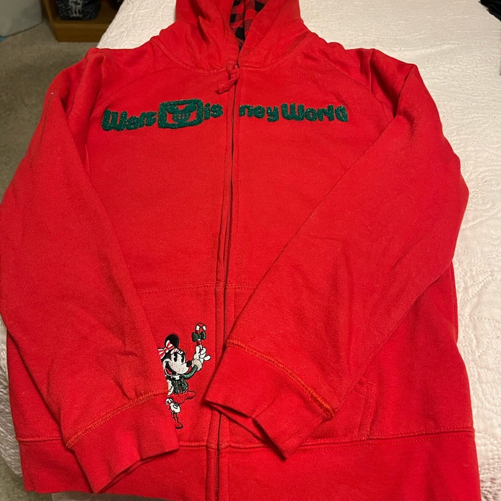 Girls Size Large Disney Store Christmas Hooded Sweatshirt